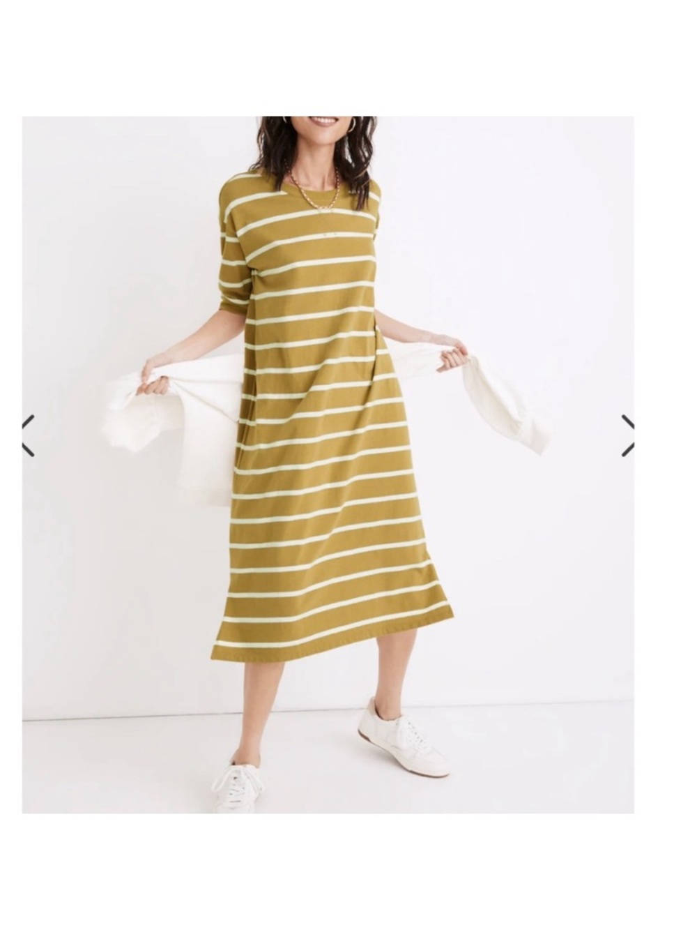 Madewell Olive Stripe Midi Dress